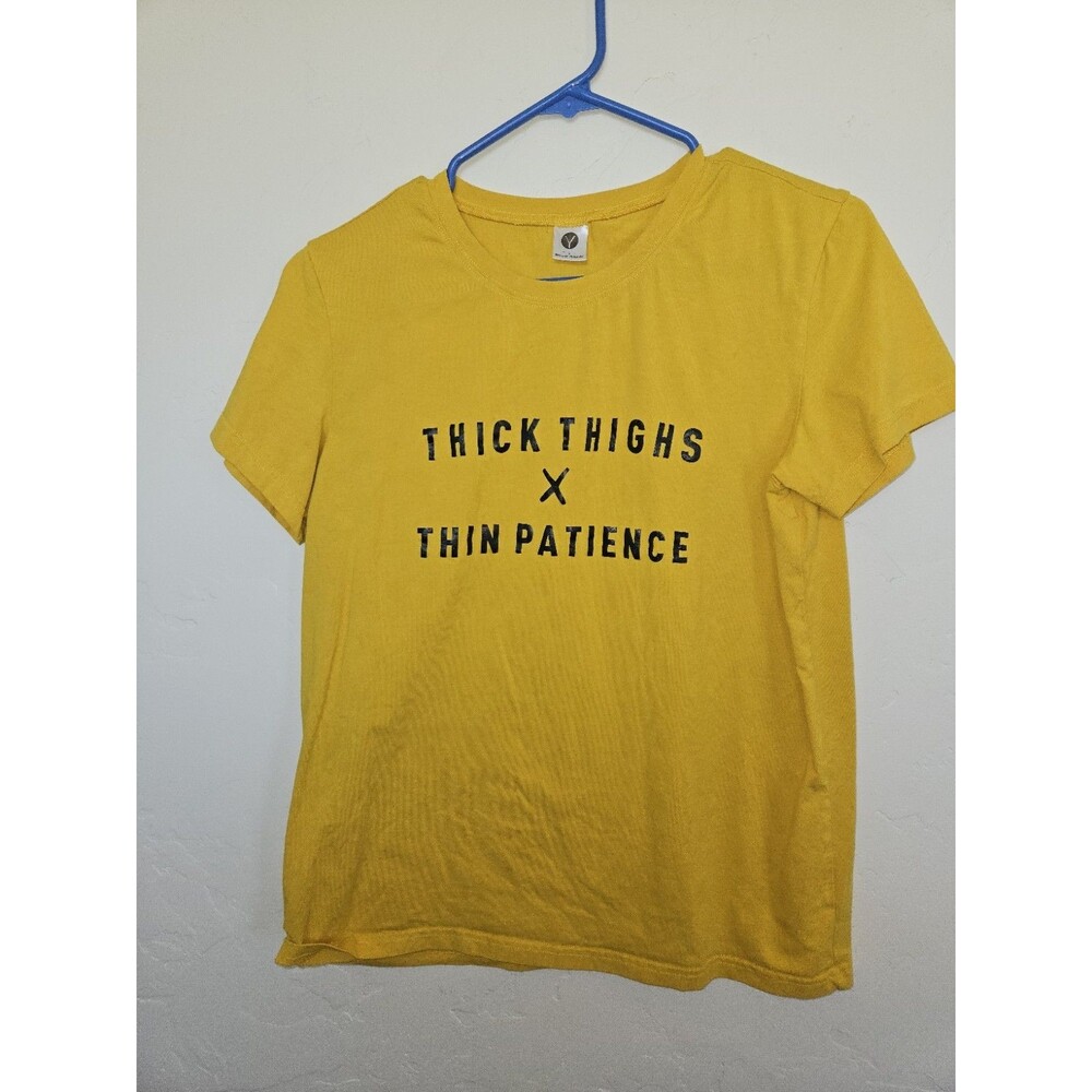Y Unisex Yellow "Thick Thighs" Short Sleeve Tshirt, Size L